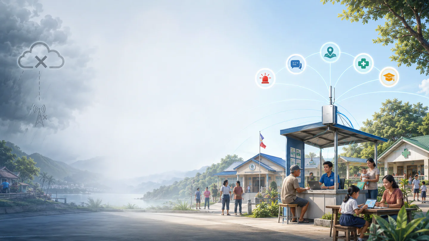 A local PBB node keeping nearby community services available while external connectivity is disrupted