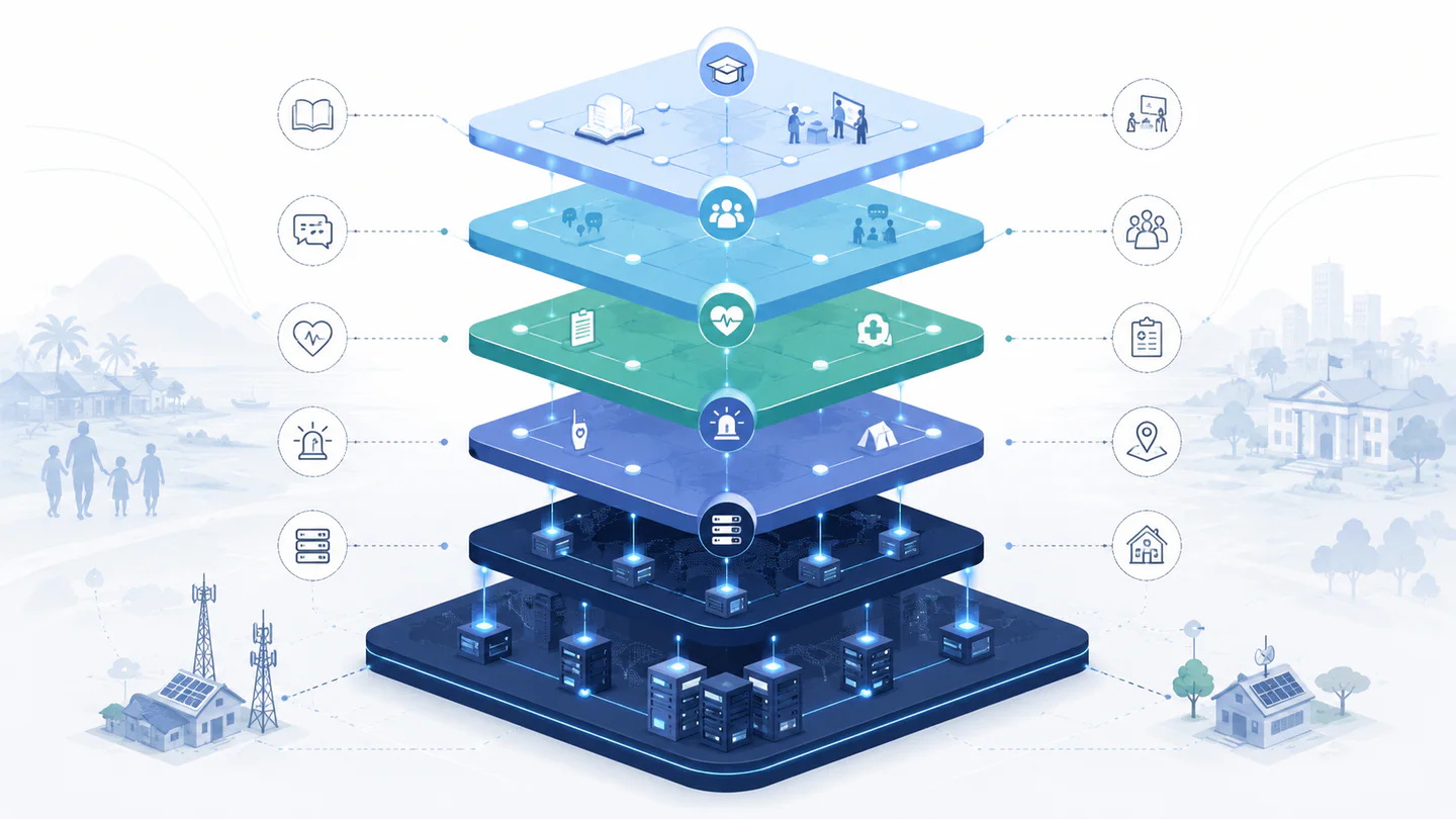 Wizaya local-node infrastructure supporting emergency, health, communication, learning, and public services